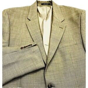 Chaps Ralph Lauren Vtg Sport Coat Wool Black Label Check Tan 44 46 L Preppy Y2K